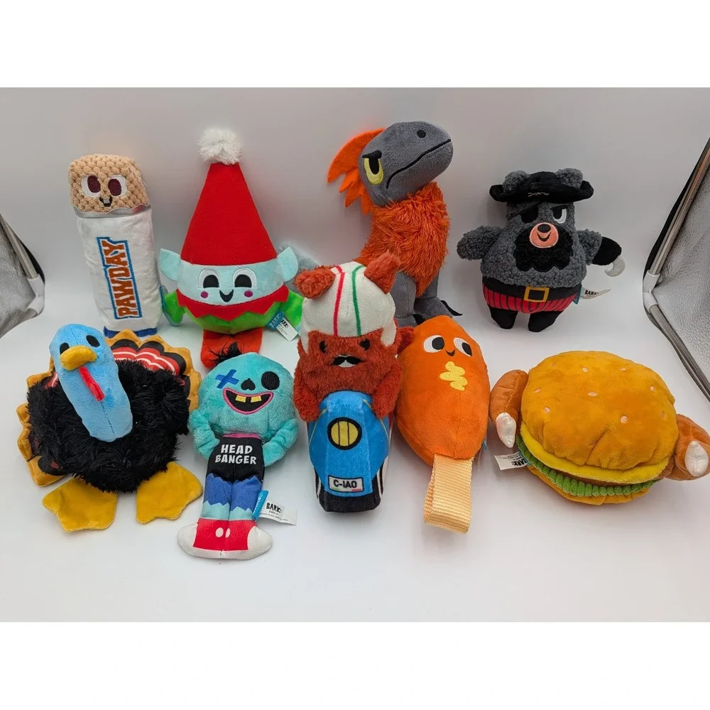 BARK Dog Toy Bundle Food Animal Turkey Monster Plush Squeaky Lot of 9